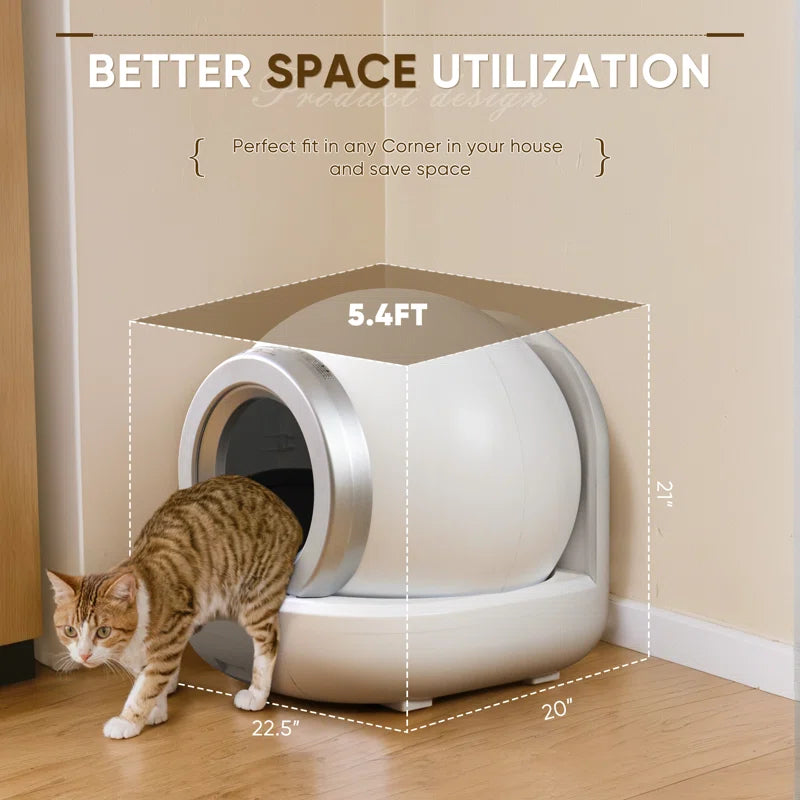 Automatic Self Cleaning Cat Litter Box with App Control Support Wifi Self Cleaning Auto Litter Box with Mat,White