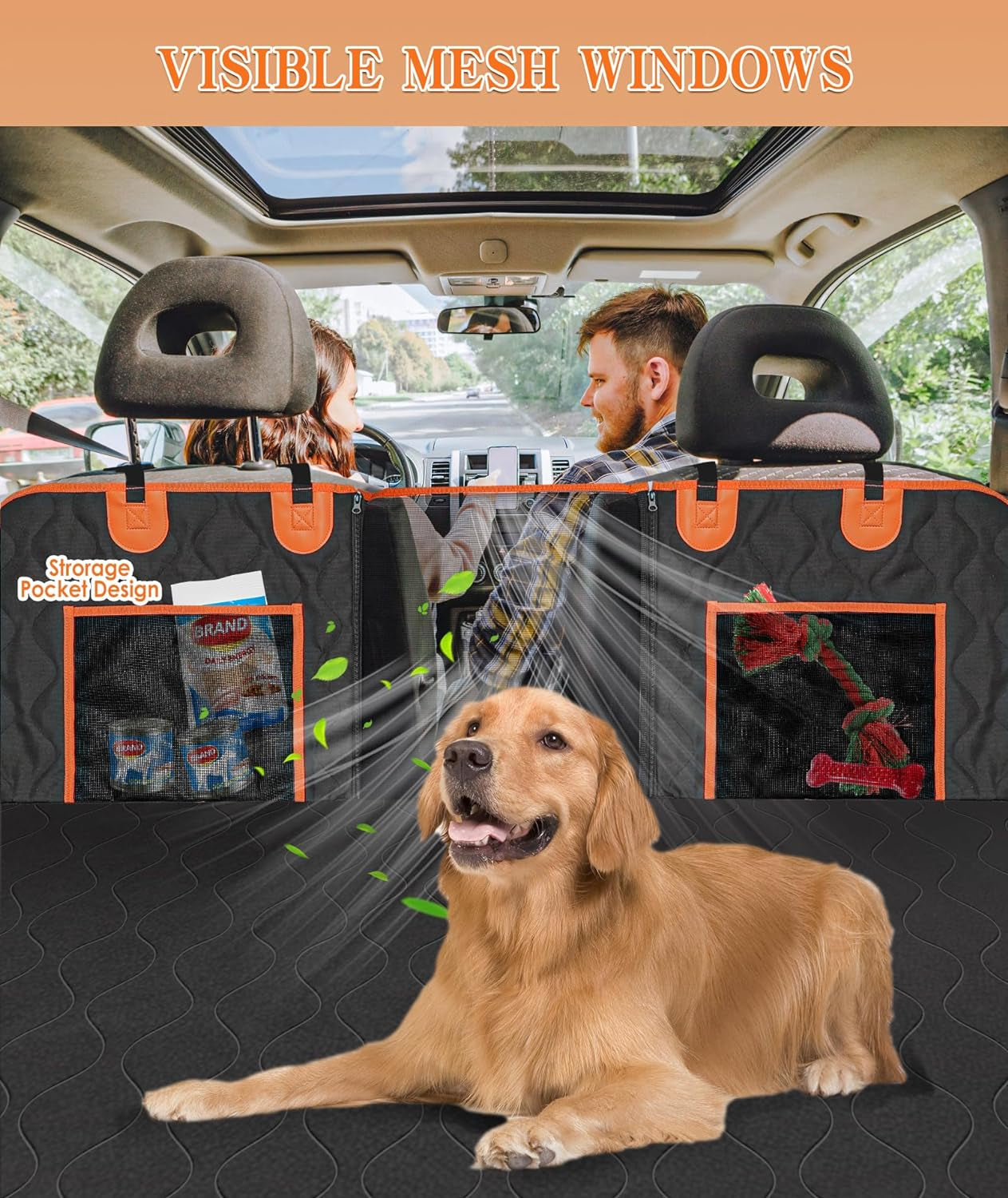 Back Seat Extender for Dogs, Dog Car Seat Cover for Back Seat with Waterproof Ha
