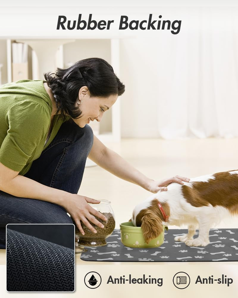 Pet Feeding Mat-Absorbent Dog Food Mat-Mat for Food and Water-No Stains Quick Dr