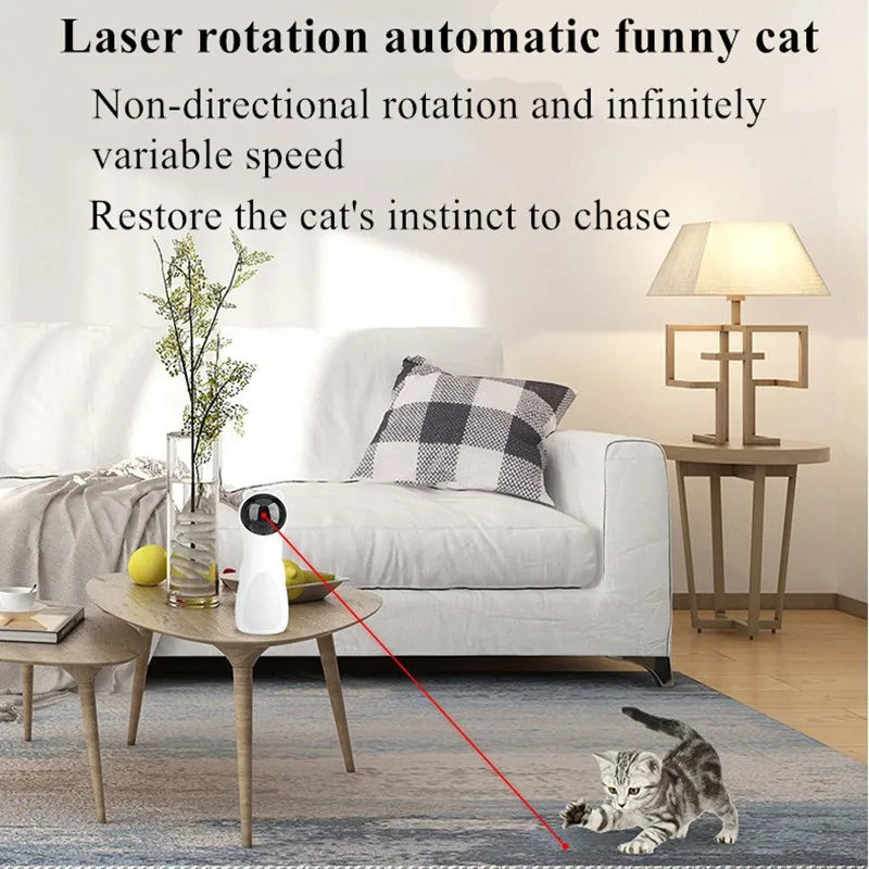 Automatic Cat Toys Smart Interactive Teasing Laser Funny LED Laser Rotating Pet Electronics Cat Toy USB Charge Cat Accessories