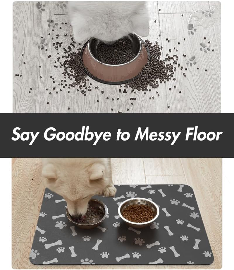 Pet Feeding Mat-Absorbent Dog Food Mat-Mat for Food and Water-No Stains Quick Dr