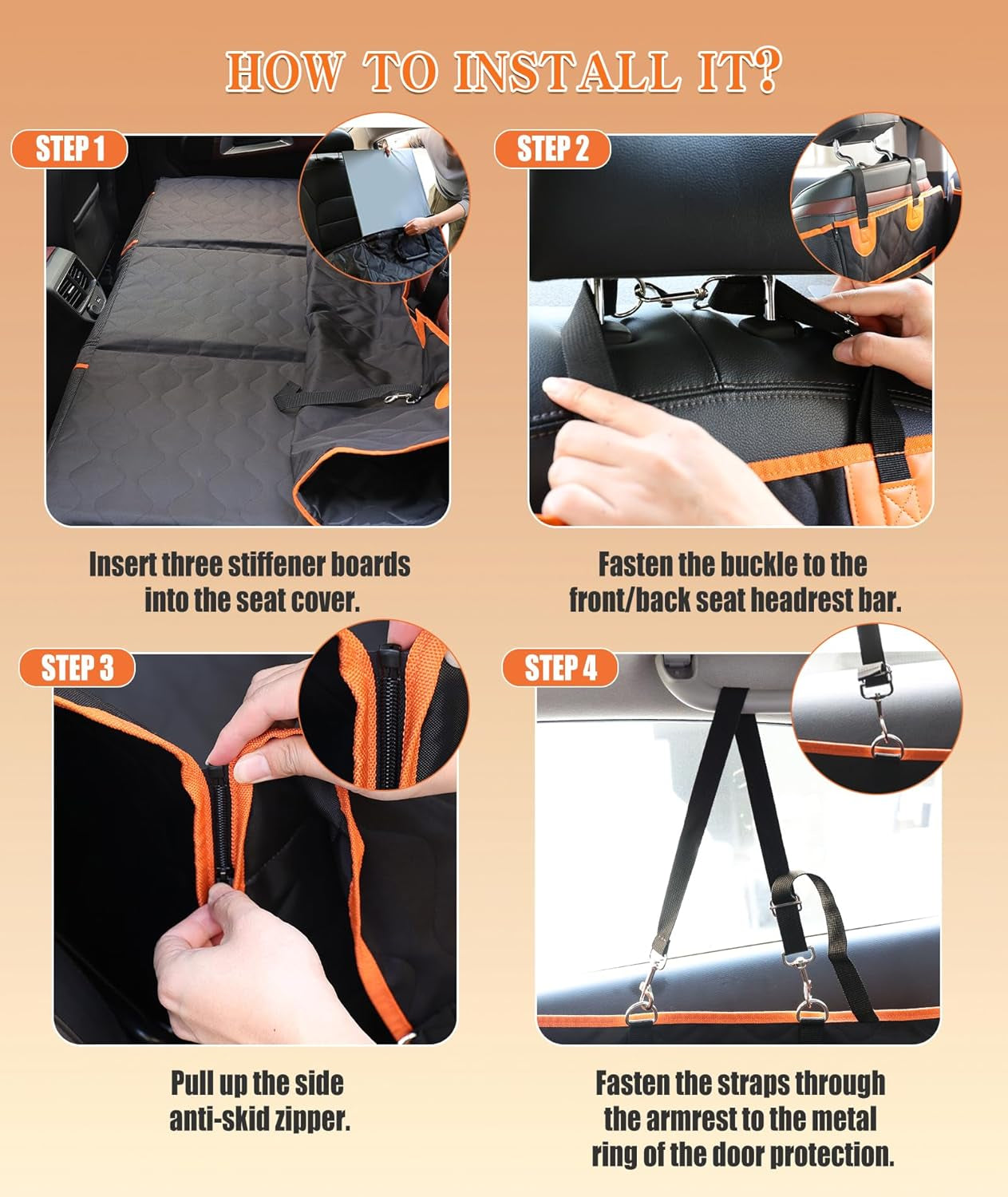 Back Seat Extender for Dogs, Dog Car Seat Cover for Back Seat with Waterproof Ha