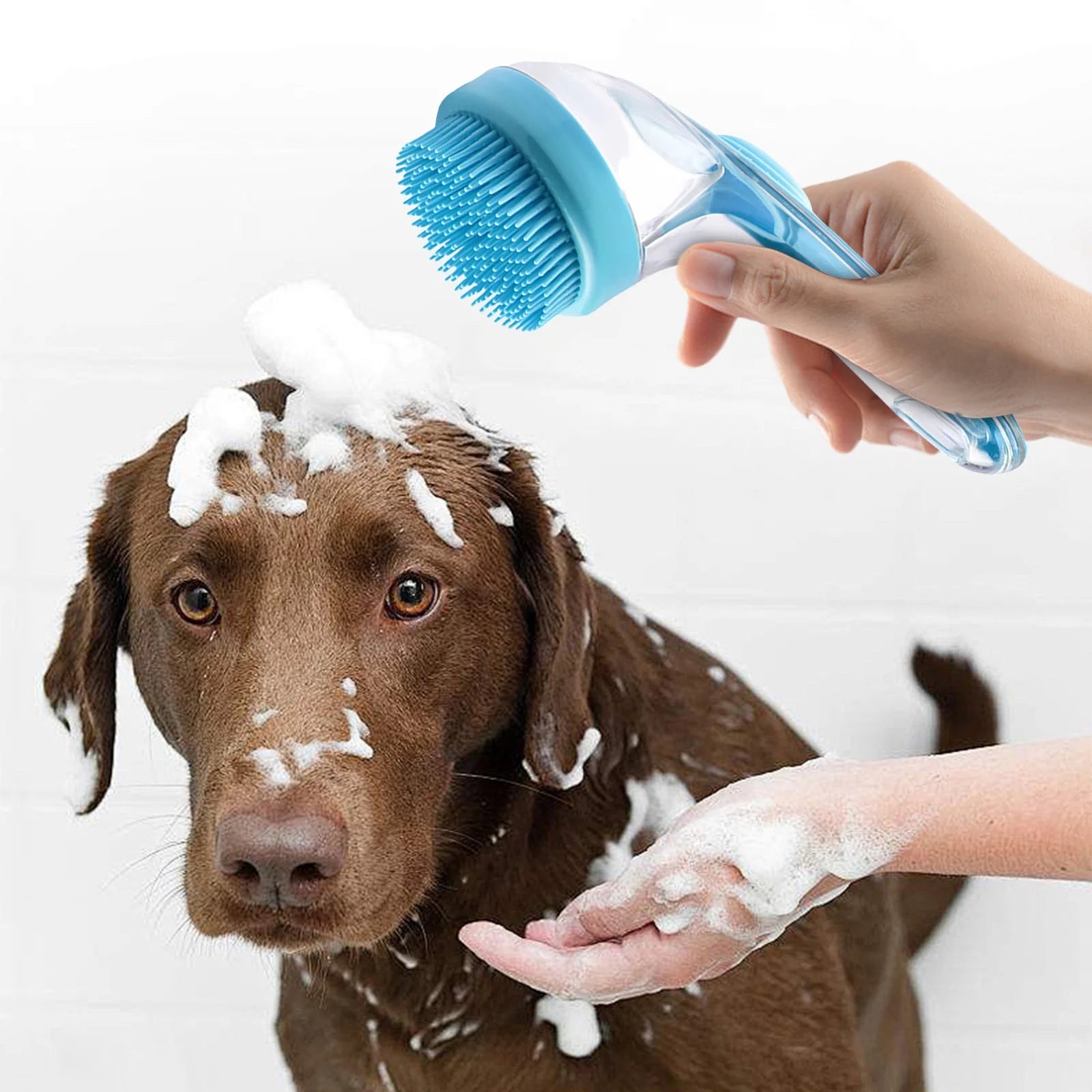 Deals of the Day Clearance!  Pet Bathing Brush with Liquid Release for Cats and Dogs, Convenient Bathing Tool for Pet Cleaning, Soft Bristles for Gentle Grooming, Home and Outdoor Use