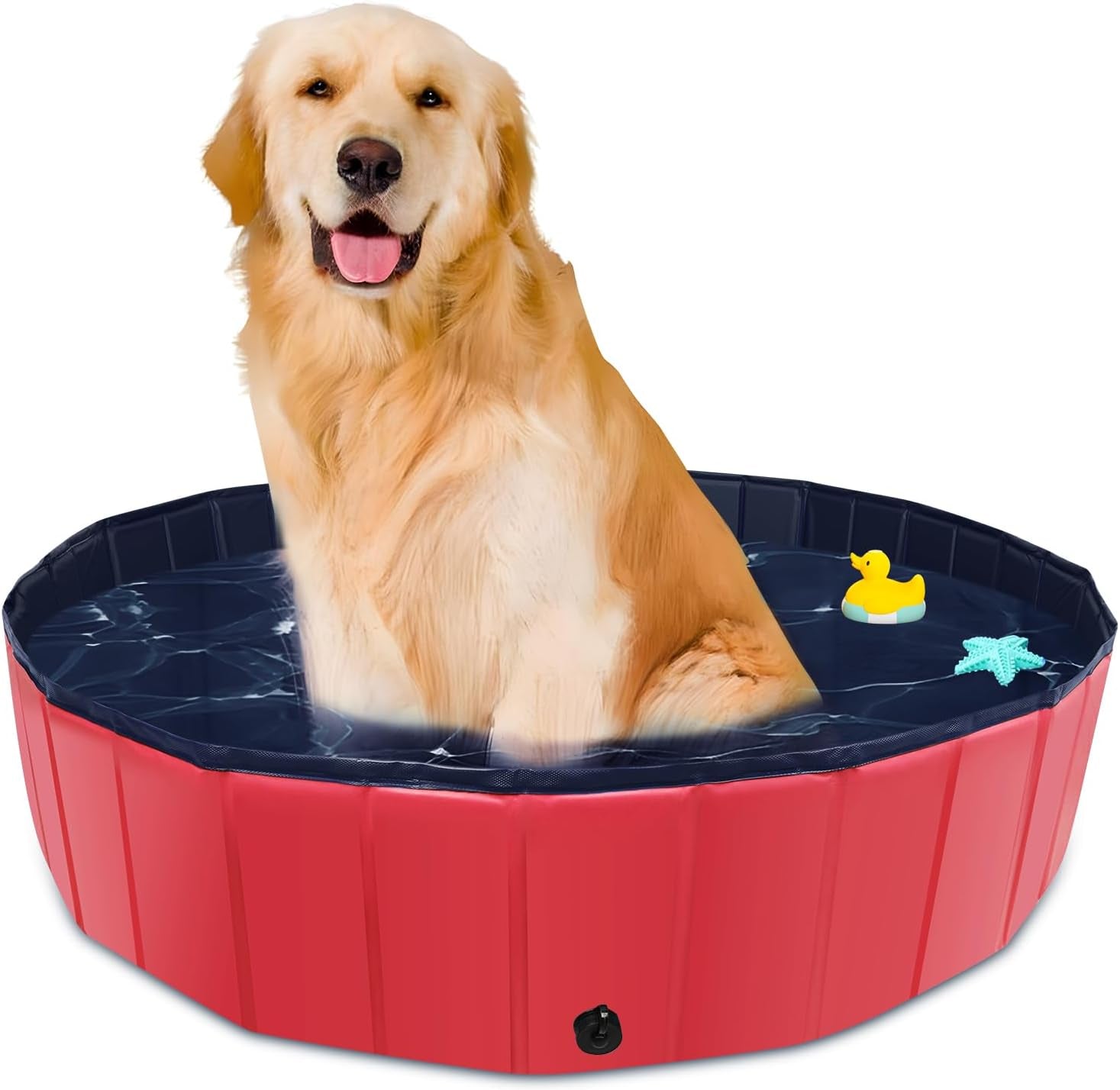 Foldable Dog Pool, 39" X 12" Kiddie Pool with Hard Plastic, Non-Slip Dog Bath Tu